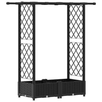 vidaXL Cama Elevada Con Trellis Y Techo Negro 122,5 X 40 X 123 Cm Pp Vidaxl