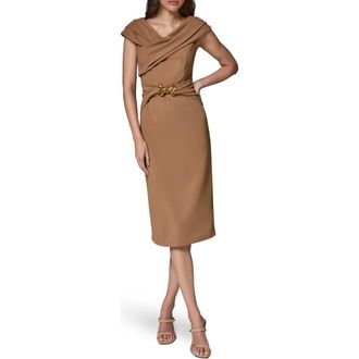 DKNY Hardware Waist Sheath Dress in Camel at Nordstrom, Size 12