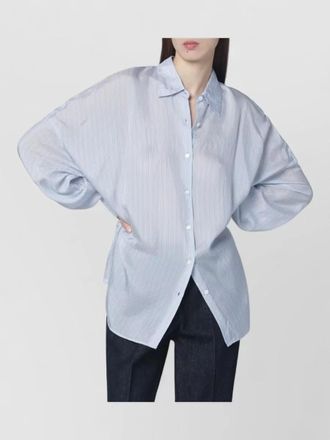 Dries Van Noten striped oversized cupro shirt collared neck