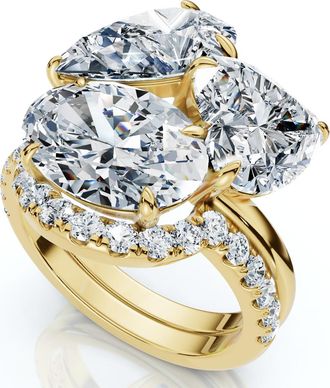 Pompeii3 6 1/3Ct Abstract Diamond Ring Set 14k Gold Lab Grown FG/VS