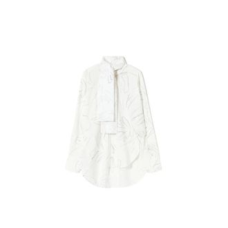 Plan C Shirts, female, White, Size: M Flower Print Shirt with Scarf