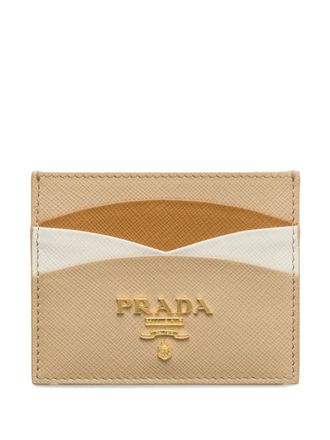 Prada logo card holder - women - Leather - One Size - Neutrals