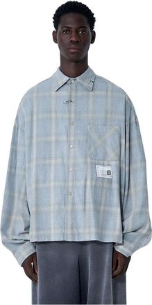 Miharayasuhiro Mihara Yasuhiro, Overhemden, Heren, Grijs, S, Katoen, Versleten Katoenen Poplin Knoopshirt