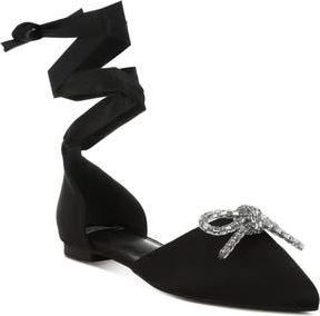 Rag & Co. Simina Embellished Ankle Tie Flat in Black at Nordstrom Rack, Size 10