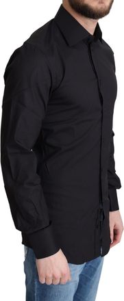 Dolce & Gabbana Mens Black Cotton Blend Formal Dress Shirt Nylon Elastane