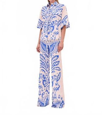 Alexis WomenS Davi Linen Resort Pants In Sapphire Palm