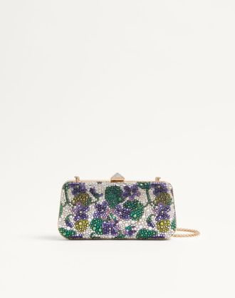 Valentino Garavani Carry Secrets Minaudiere With Rhinestone Floral Motif Wo