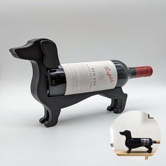 OEM Botellero Con Forma De Perro Salchicha - Botellero Decorativo Para Cocina, Hogar Y Bar - Dise&ntilde;o Negro, 14x18 Cm