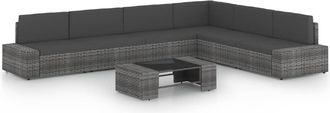 vidaXL Juego Muebles De Jard&iacute;n 7 Pzas Y Cojines Rat&aacute;n Sint&eacute;tico Gris Vidaxl