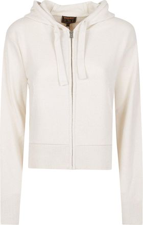 Woolrich Comfort Full Zip Cropped Hooded Wool-Blend Zip-Through Knit