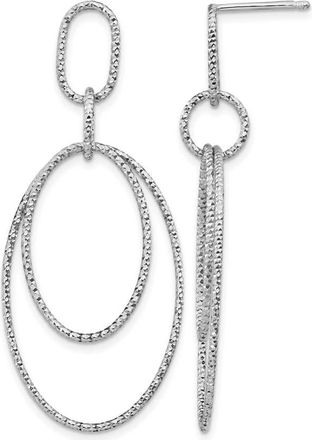 Diamond2Deal Sterling Silver Diamond-cut Oval Drop Dangle Earrings