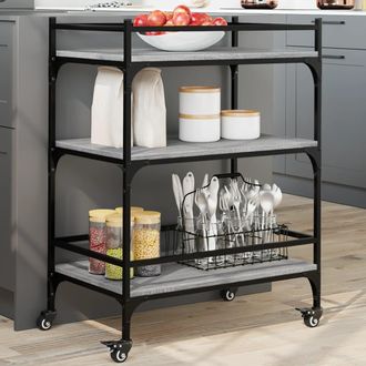 vidaXL Vidaxl - Carrito De Cocina Madera Ingenier&iacute;a Gris Sonoma 65x40x86,5 Cm