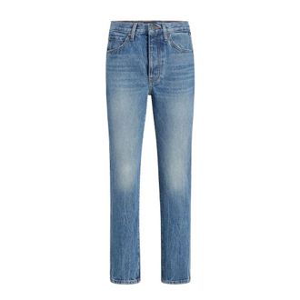 Khaite Jeans, Dames, Blauw, 7Xl, Katoen, Finley Jeans met Korte Broeklengte