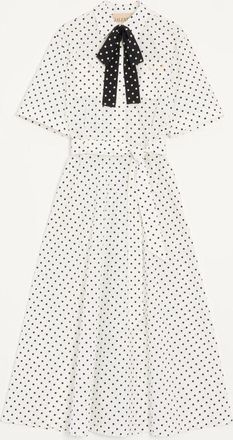 Valentino Abito Midi In Popeline Stampa Plusdepois Donna BIANCO/ NERO 38
