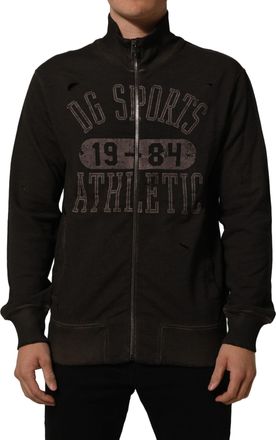 Dolce & Gabbana Mens Brown Logo Print Full Zip Sweatshirt Sweater Cotton Clothing