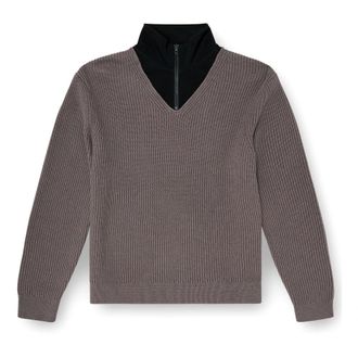 Diesel Su&eacute;ter de media cremallera con cuello superpuesto - Knitwear - Hombre - Gris - XL