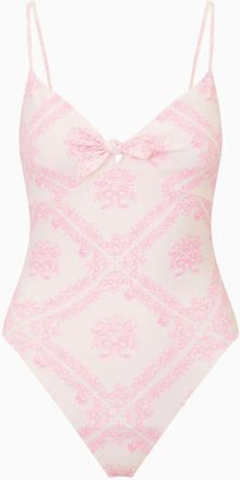 LoveShackFancy Womens Zyra One-Piece Toile Swimsuit, Ivory Heirloom