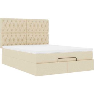 vidaXL Vidaxl - Estructura De Cama Otomana Con Colch&oacute;n Tela Crema 140x200cm