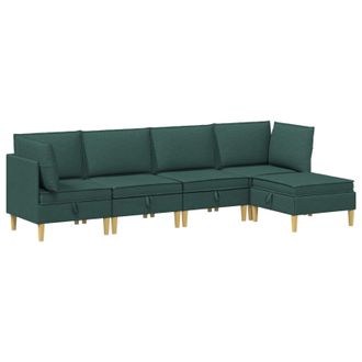 vidaXL Juego De Sof&aacute; Modular Con Almacenamiento 5 Pcs Verde Oscuro Vidaxl