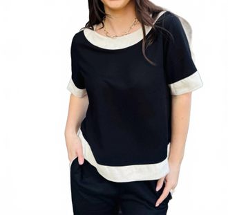 M Made in Italy Trimmed Out Top In Black Combo