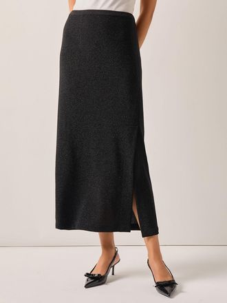 Misook Modern Fit Sparkle Stretch Woven Straight Maxi Skirt