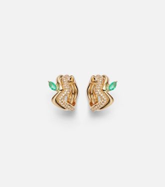 Shay Jewelry 18kt gold (750/1000) earrings with diamonds and emeralds