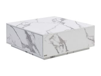 Vente-Unique Mesa de centro con 2 cajones de MDF - Efecto m&aacute;rmol blanco - ANTRIM de Pascal Morabito