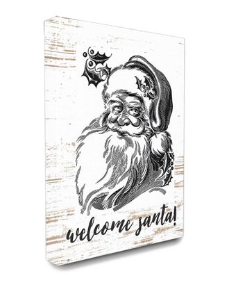Stupell Industries Christmas Welcome Santa Farmhouse Stretched Canvas Wall Art