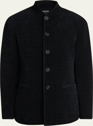 Giorgio Armani Mens Chenille Jersey Knit Jacket
