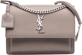 Saint Laurent Pre-owned Cross Body Bags, female, Gray, Size: ONE SIZE Pre-owned Leather crossbody-bags