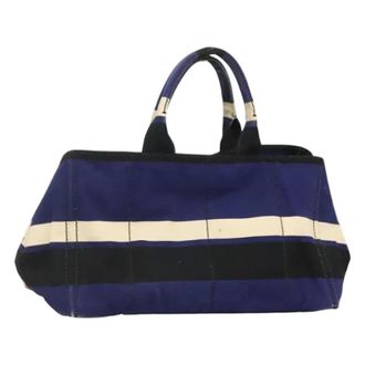 Prada Tweedehands Canvas handtassen - Dames - Pre-owned - Blauw - Maat: ONE Size Leer