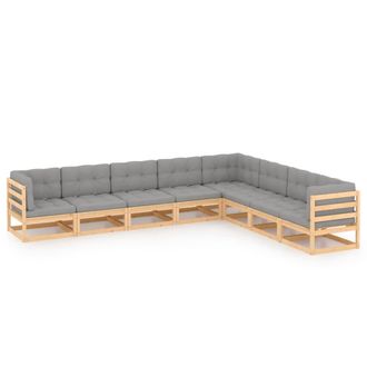 vidaXL Muebles De Jard&iacute;n 8 Pzas Y Cojines Madera Maciza Pino Vidaxl