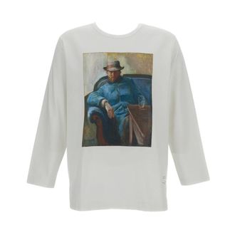 Junya Watanabe Long Sleeve Tops, male, White, Size: L Printed Longsleeve