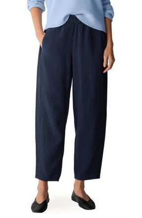 Eileen Fisher Stretch Organic Cotton Ankle Lantern Pants in Ink at Nordstrom, Size X-Large