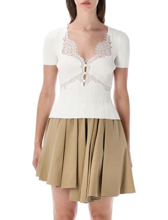 Self Portrait Lace Knit Top