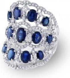 Allurez 1.04ct Diamond & 4.46ct Blue Sapphire 14k White Gold Ring
