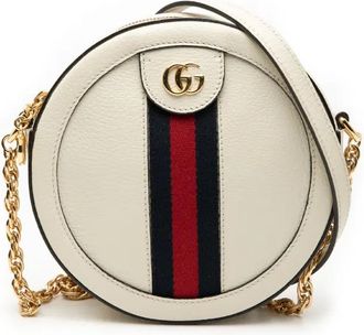Gucci Borsa a tracolla Ophidia mini tonda in pelle 2016-2025 - Bianco