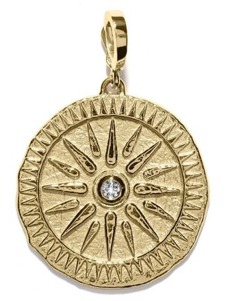 Azlee 18K yellow gold large Sunburst diamond pendant - women - 18kt Yellow Gold/Diamond - One Size