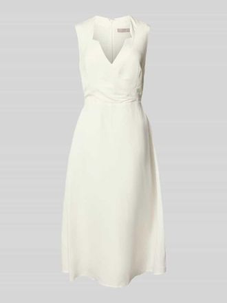 Christian Berg Midikleid aus Leinen-Viskose-Mix in Wickel-Optik in Ecru, Gr&ouml;&szlig;e 34