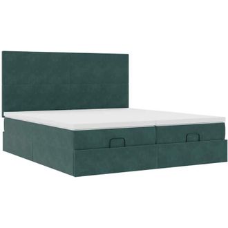 vidaXL Vidaxl - Estructura De Cama Otomana Colchones Terciopelo Verde Oscuro