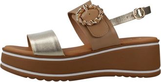 Repo 15403R Sandalia - Dames - Sleehakken - Bruin - 39 EU - Leer - Schoenen
