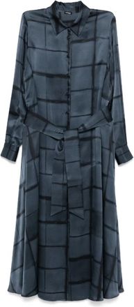 Kiton Marineblauwe Zijden Maxi Jurk - Dames - Shirt Kleedjes - Blauw - XS - Satijn - Kleedjes
