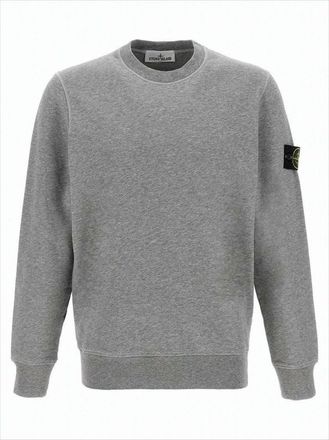 Stone Island Long-Sleeve Grey Sweatshirt With Compass Logo Patch