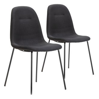 HOMN Set de 2 sillas comedor tapizadas negro, 44 x 54 x 85 cm