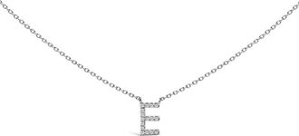 House of Brilliance 10K White Gold Diamond Accent A-Z Block Initial Pendant Necklace in White Gold | E at Nordstrom
