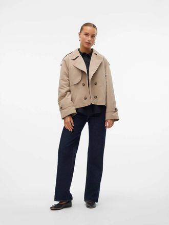Vero Moda Chloe Short Trench Coat In Beige