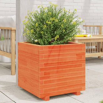 Berkfield Home Garden Planter Wax Brown 50x50x49.5 cm Solid Wood Pine