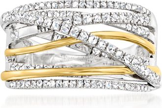 Ross-Simons Diamond Highway Ring in Sterling Silver With 14kt Yellow Gold