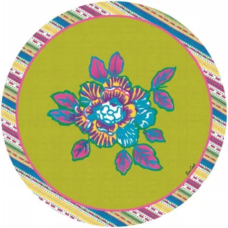 Lisa Corti English Rose Placemat - Set Of 2 In Acid Green