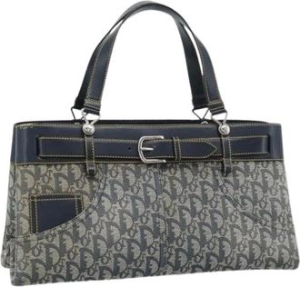 Dior Pre-owned Trotter Canvas Hand Bag - Dames - Vintage Handtas - Blauw - ONE Size - Leer - Vintage